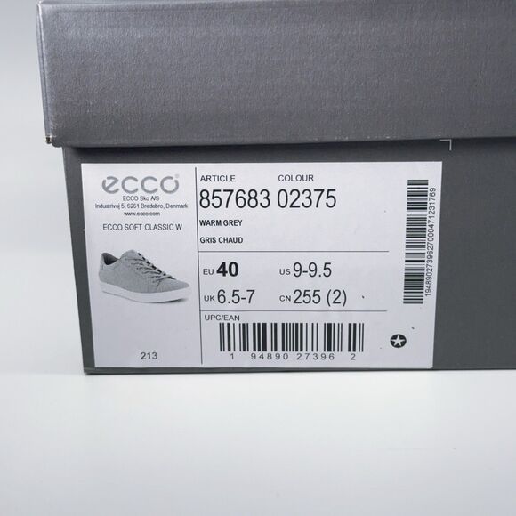 ECCO Womens 40 9 9.5 255 Soft 7 Classic Sneakers Warm Gray Suede Lace Up 857683 - Picture 8 of 8